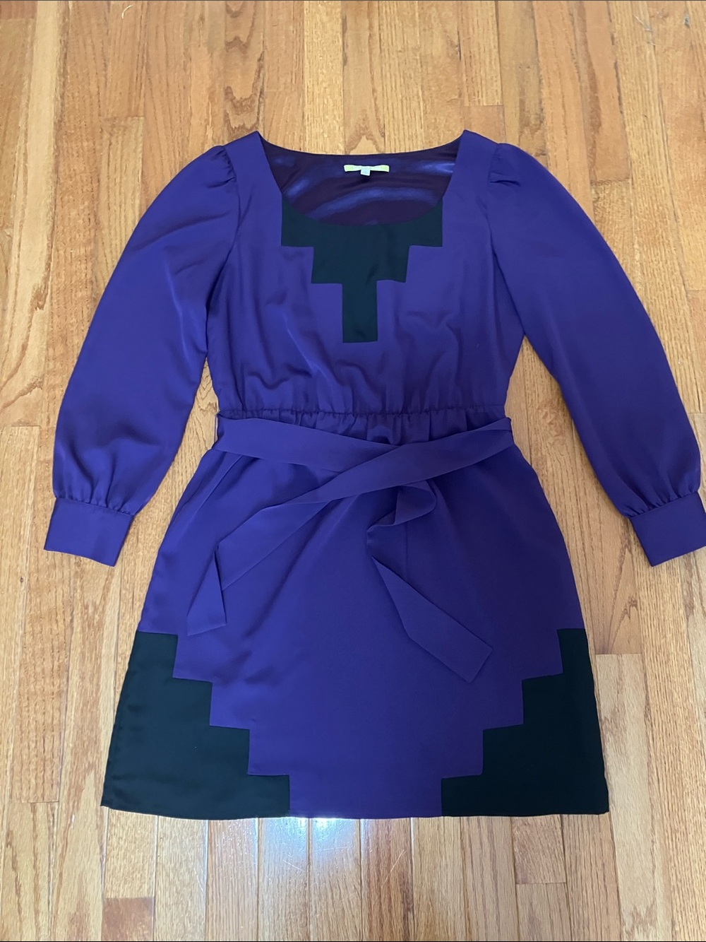 Gianni Bini Purple Mod Geometric Belted Dress Size S